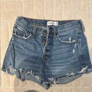 Abercrombie & Fitch Blue Jean Shorts Distressed Cut-Off